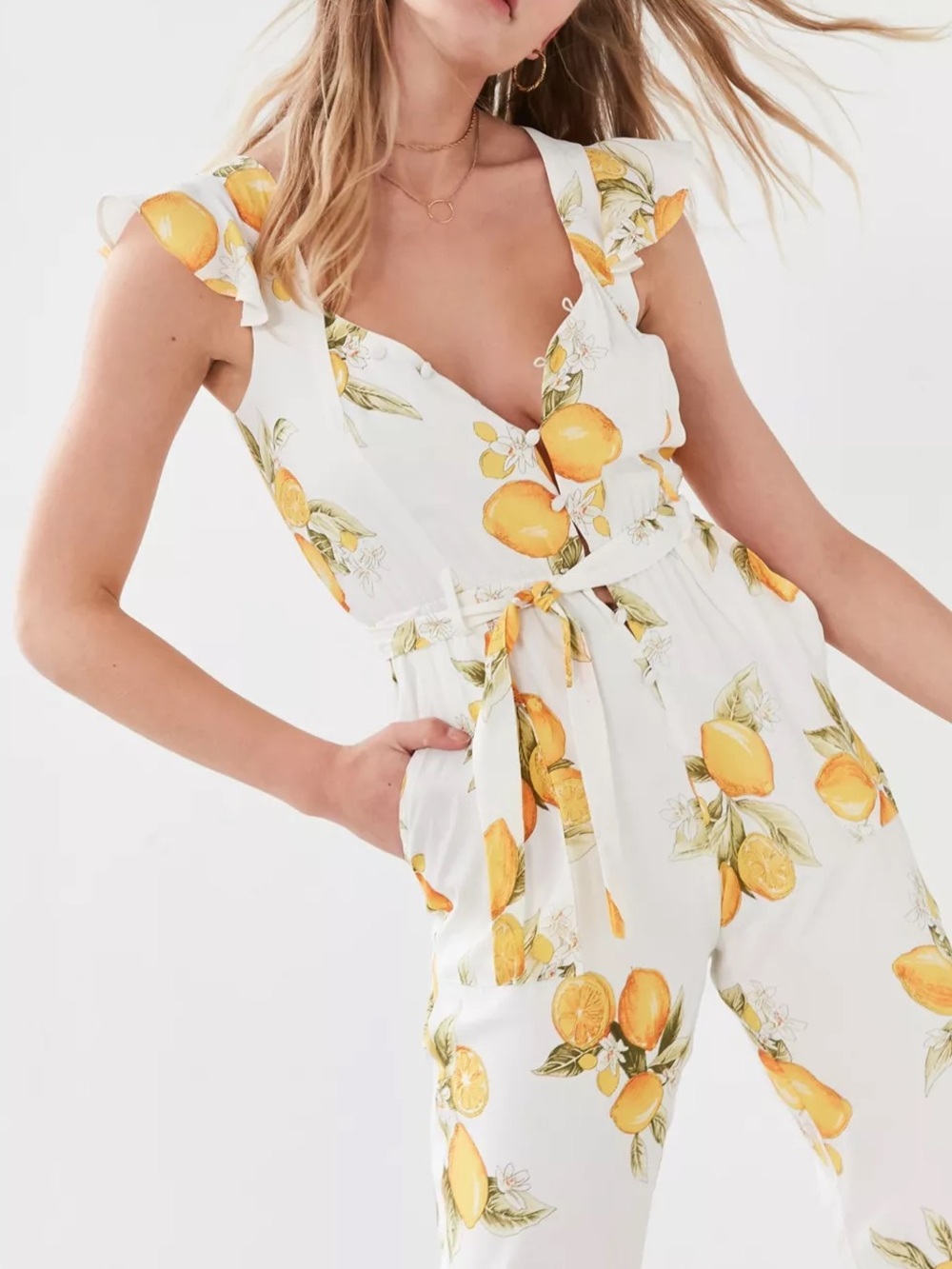 For Love & Lemons Limonada Tie-Front Jumpsuit
